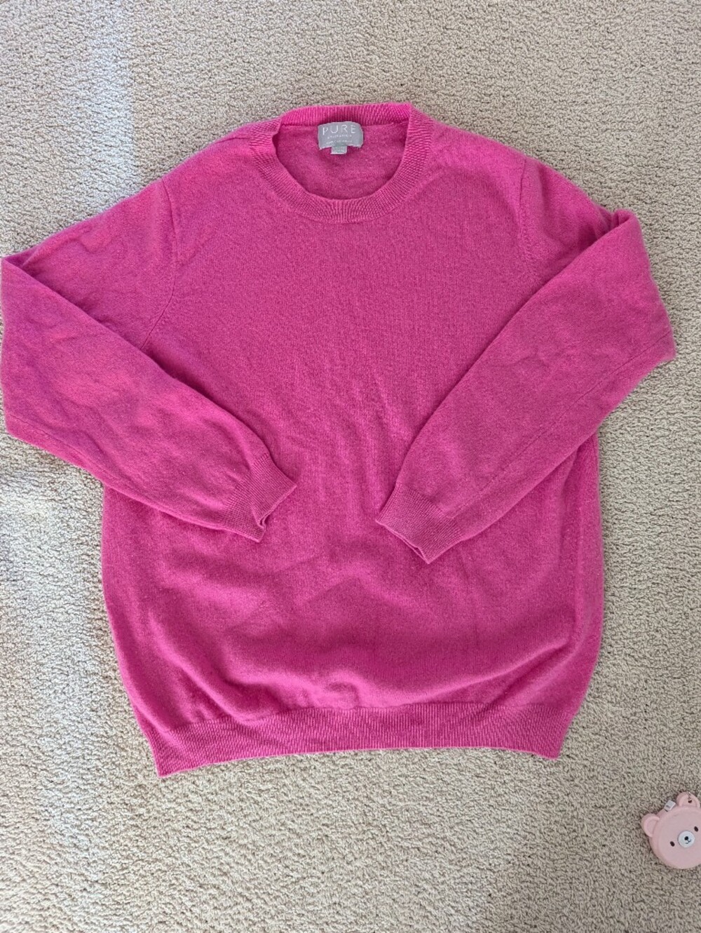 Pure Collection 100% Cashmere Hot Pink Crewneck